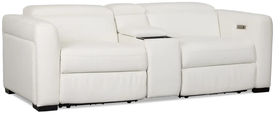 Melody White Micro Power Reclining Console Sofa Melody White Micro Power Reclining Console Sofa
