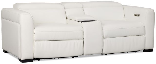 Melody White Micro Power Reclining Console Sofa