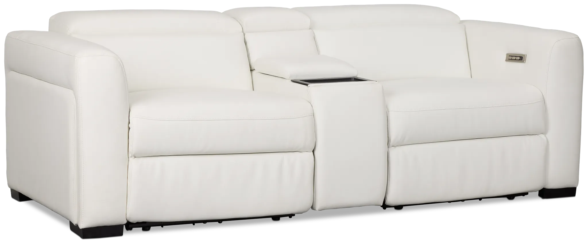 Melody White Micro Power Reclining Console Sofa