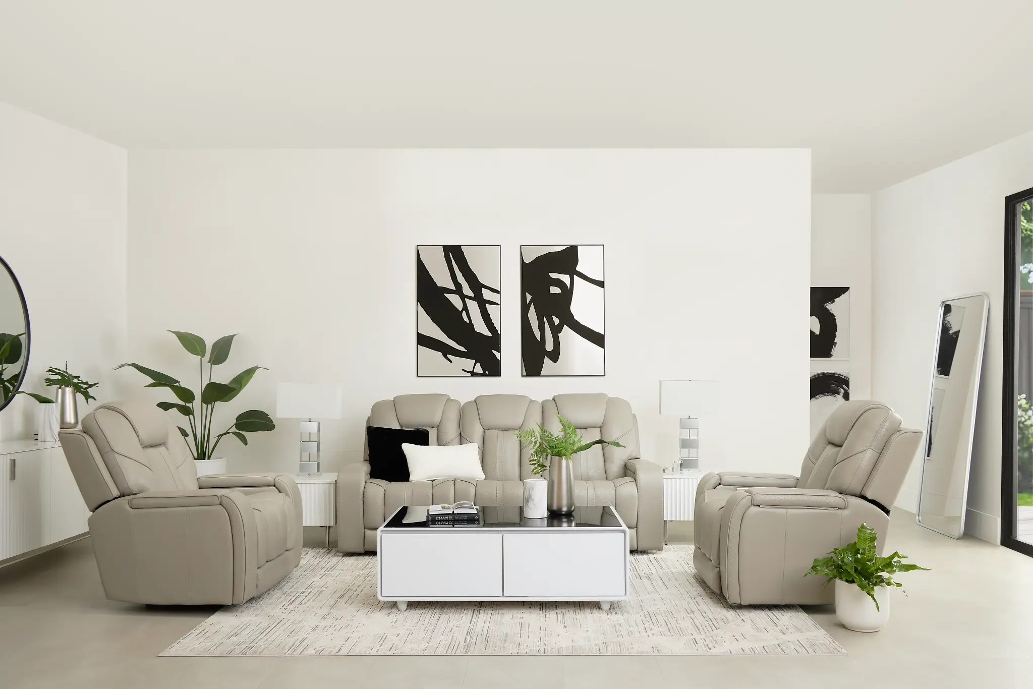 Eclipse Light Gray Lthr/vinyl Power Reclining Sofa W/ Massage Eclipse Light Gray Lthr/vinyl Power Reclining Sofa W/ Massage