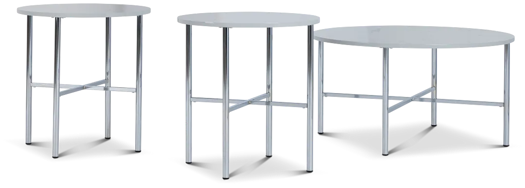 Cyrus White Round 3 Pack Tables