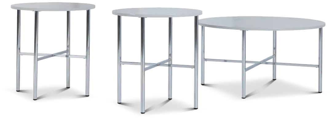 Cyrus White Round 3 Pack Tables Cyrus White Round 3 Pack Tables