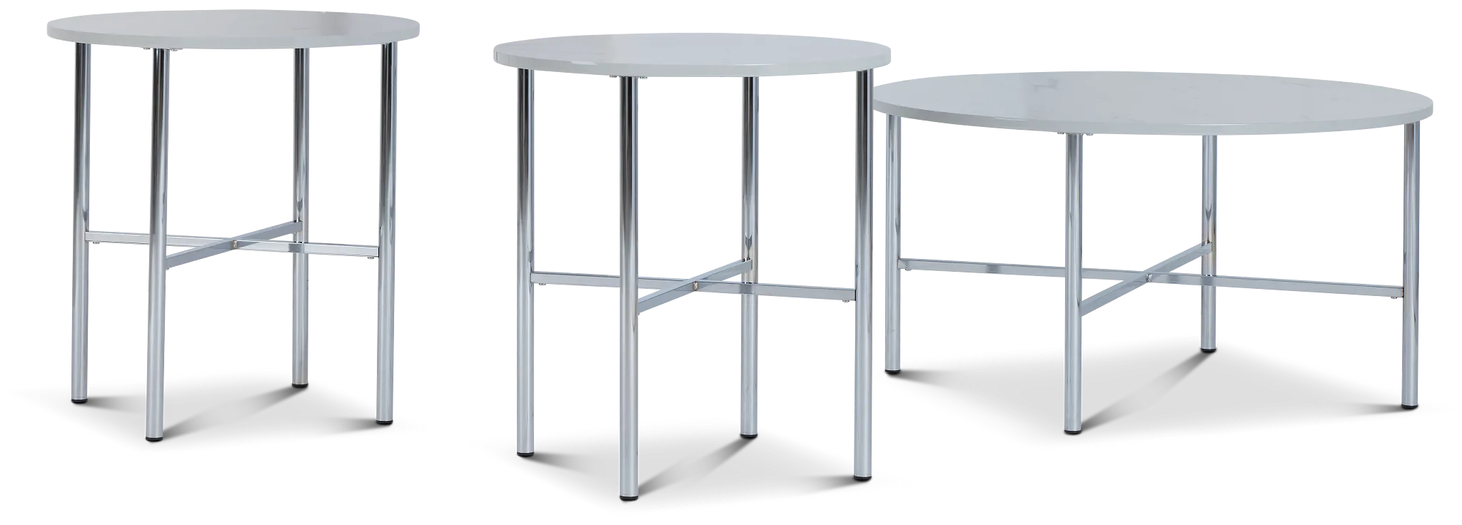 Cyrus White Round 3 Pack Tables