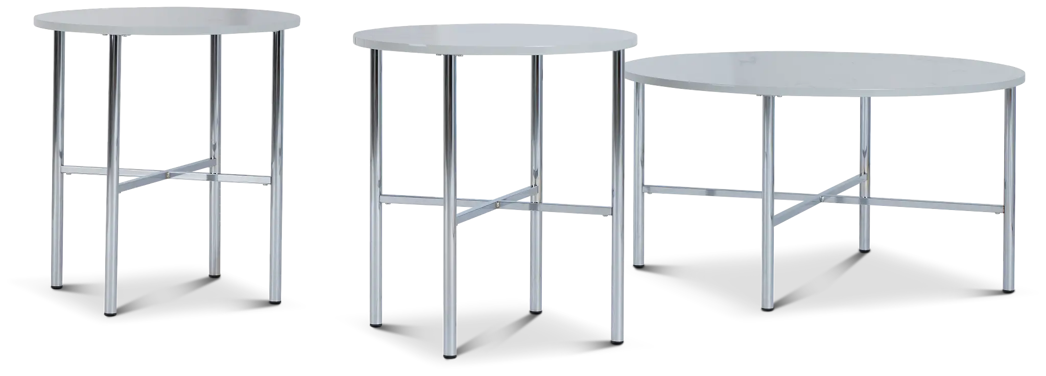 Cyrus White Round 3 Pack Tables Cyrus White Round 3 Pack Tables