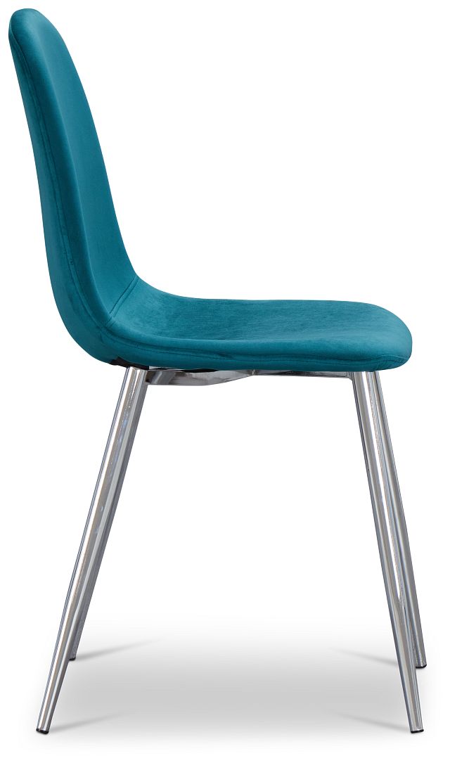 Havana Teal Velvet Upholstered Side Chair W/ Chrome Legs