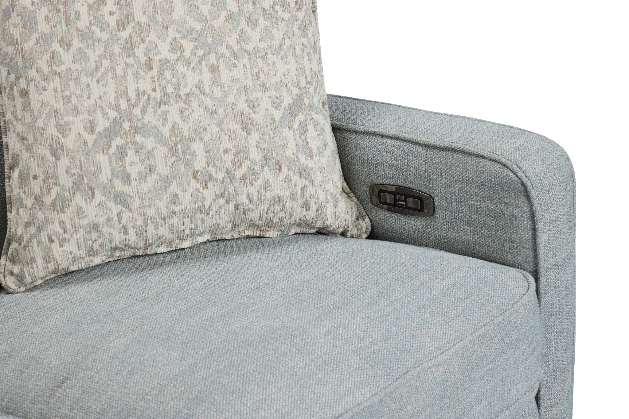 Bayside Light Blue Fabric Power Reclining Sofa