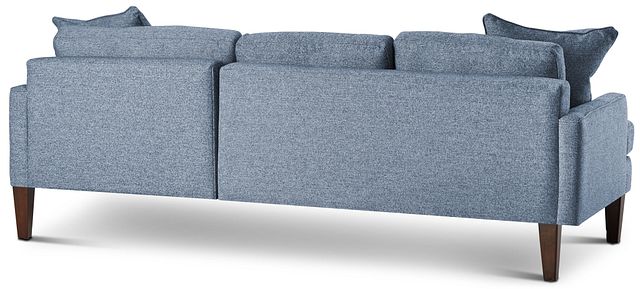 Morgan Blue Fabric Small Right Chaise Sectional W/ Wood Legs