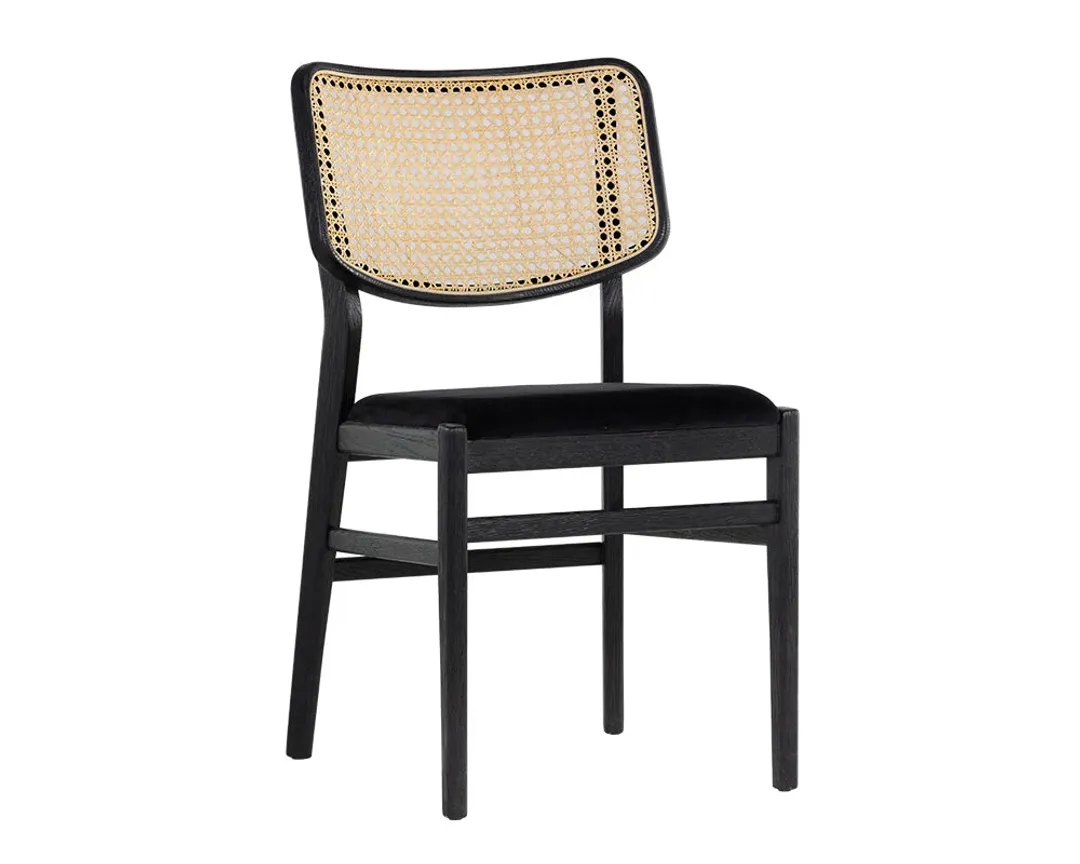 Banks Black Woven Upholstered Side Chair