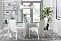 Ocean Drive 60" Glass Table & 4 Wood Chairs