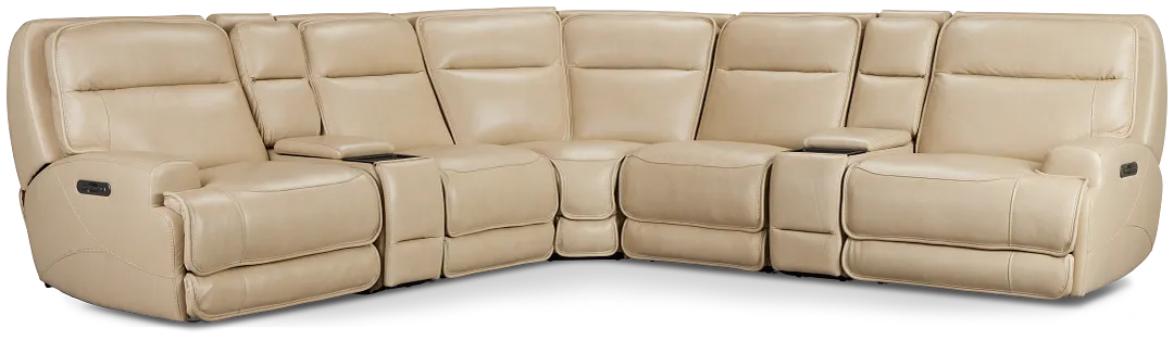 Casey Light Beige Lthr/vinyl Large Dual Power Reclining Two-arm Sectional