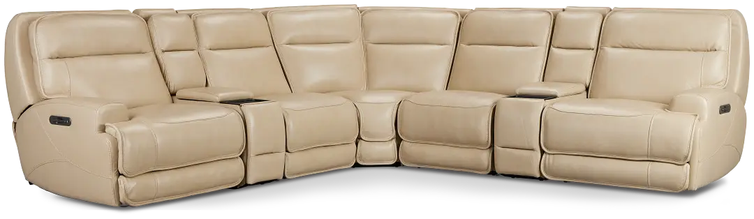 Casey Light Beige Lthr/vinyl Large Dual Power Reclining Two-arm Sectional Casey Light Beige Lthr/vinyl Large Dual Power Reclining Two-arm Sectional