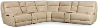 Casey Light Beige Lthr/vinyl Large Dual Power Reclining Two-arm Sectional