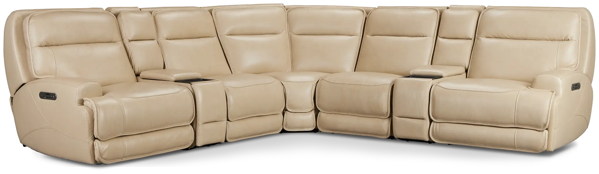 Casey Light Beige Lthr/vinyl Large Dual Power Reclining Two-arm Sectional Casey Light Beige Lthr/vinyl Large Dual Power Reclining Two-arm Sectional