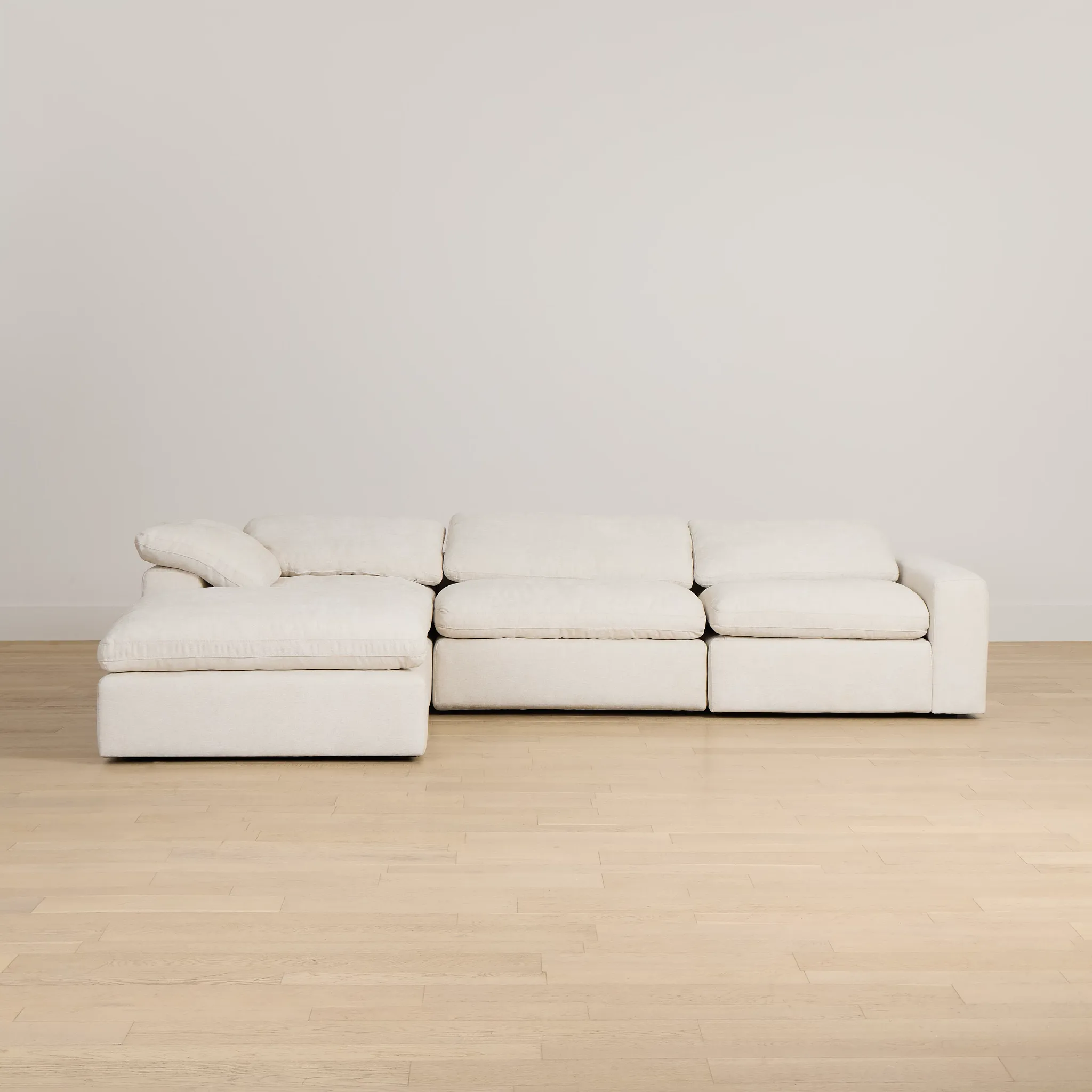 Drift Light Beige Fabric Small Left Bumper Power Reclining Sectional