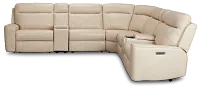 Benji Light Beige Lthr/vinyl Large Dual Power Reclining Two-arm Sectional