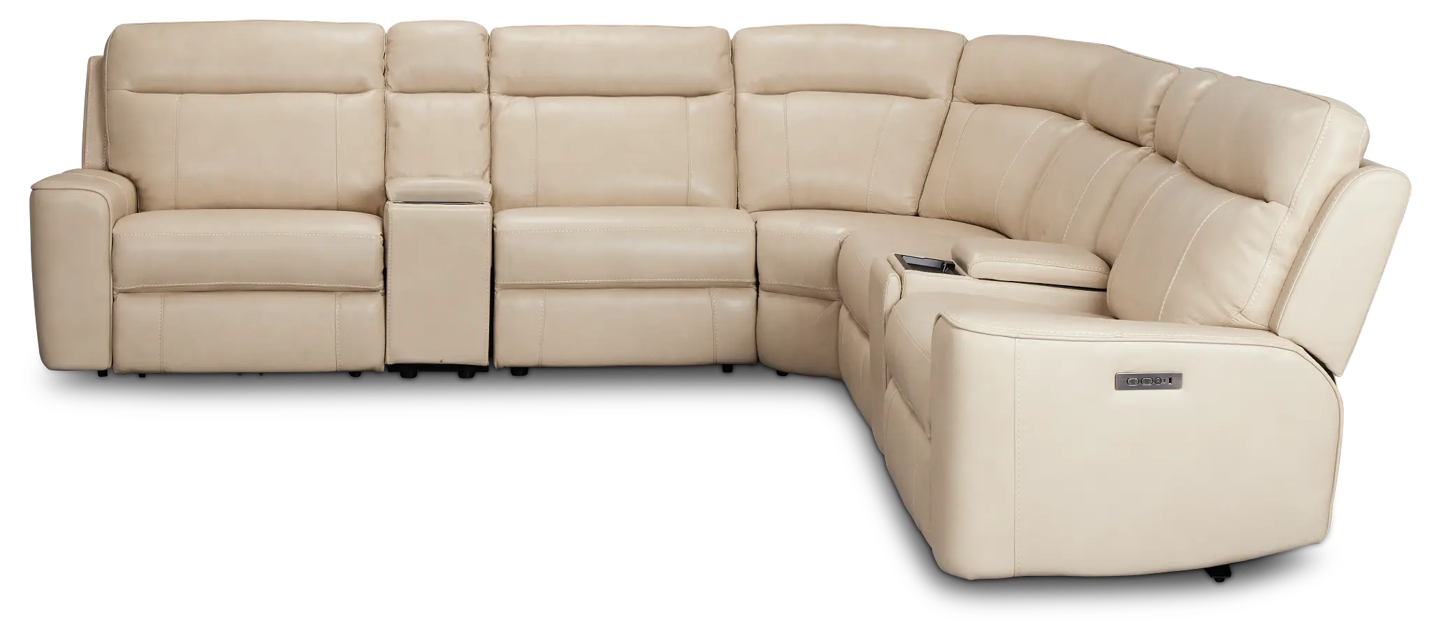 Benji Light Beige Lthr/vinyl Large Dual Power Reclining Two-arm Sectional Benji Light Beige Lthr/vinyl Large Dual Power Reclining Two-arm Sectional