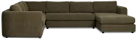 Alma Dark Green Fabric Medium Right Chaise Sectional