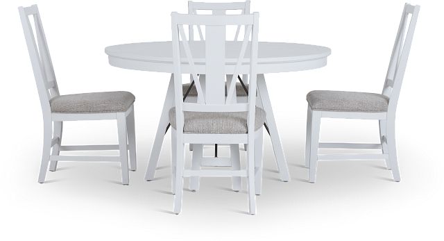 Heron Cove White Round Table & 4 Upholstered Chairs
