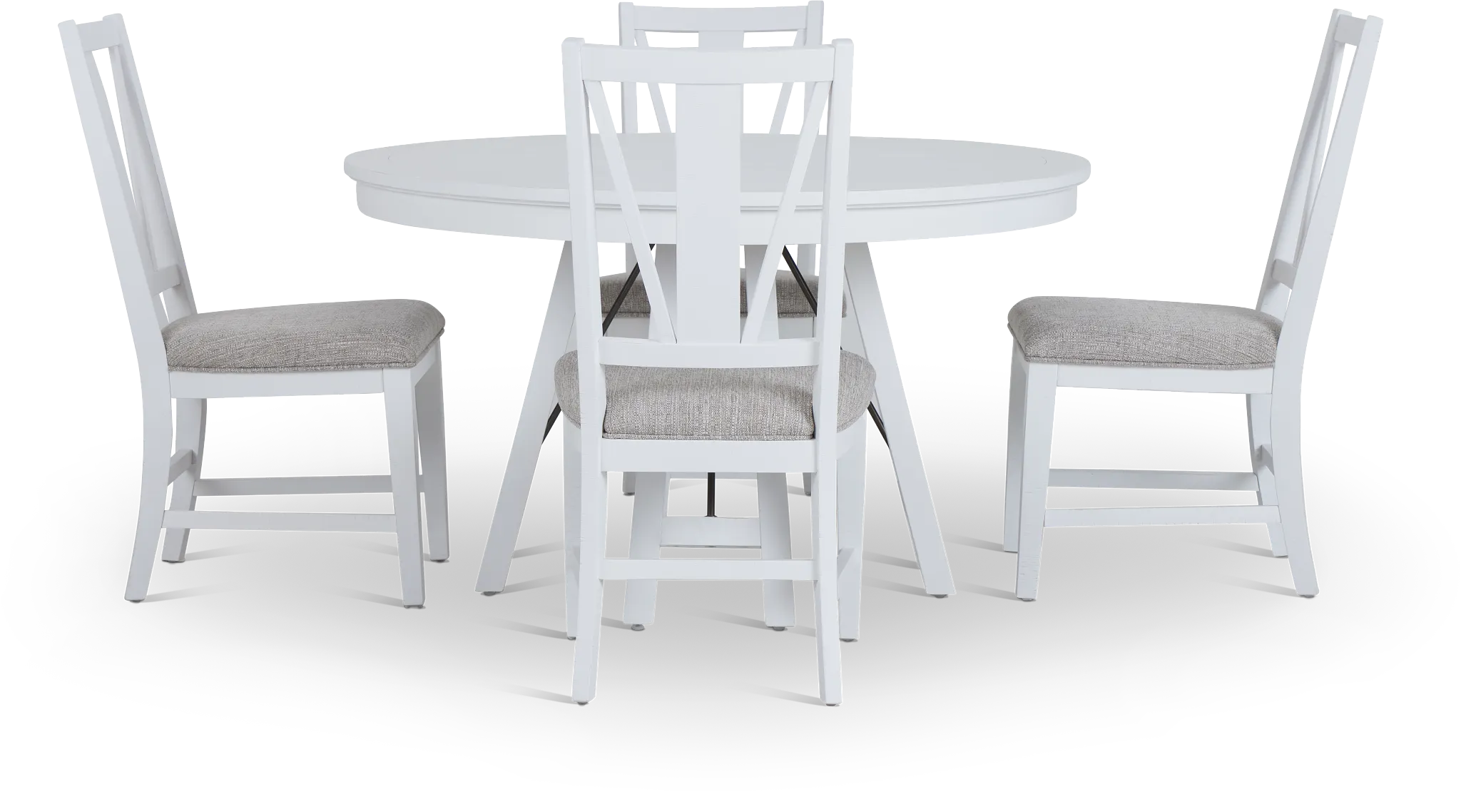 Heron Cove White Round Table & 4 Wood Chairs