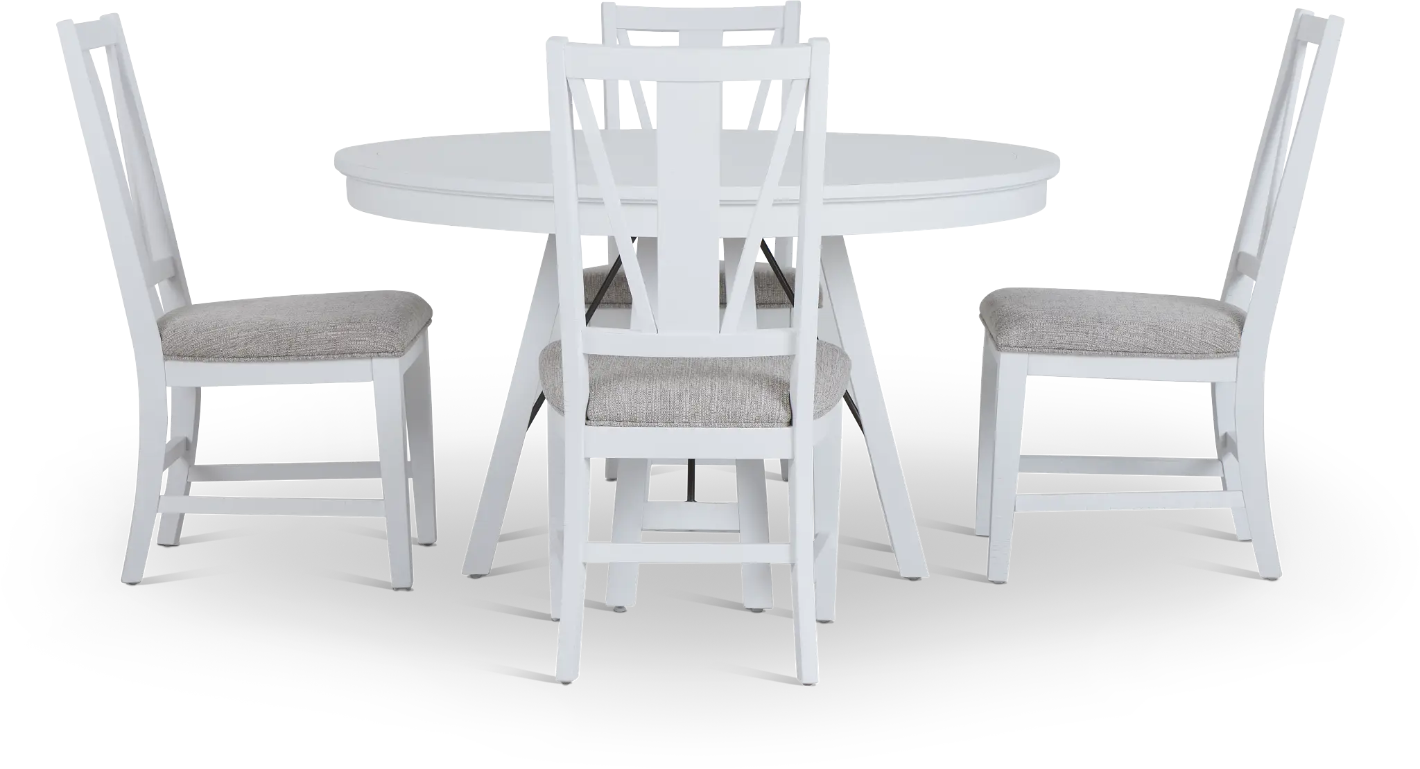 Heron Cove White Round Table & 4 Wood Chairs Heron Cove White Round Table & 4 Wood Chairs