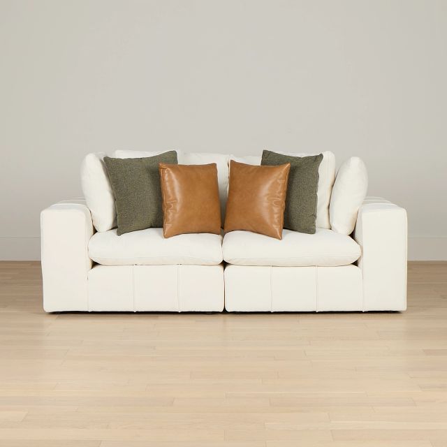Cruz White Fabric 2-piece Modular Sofa