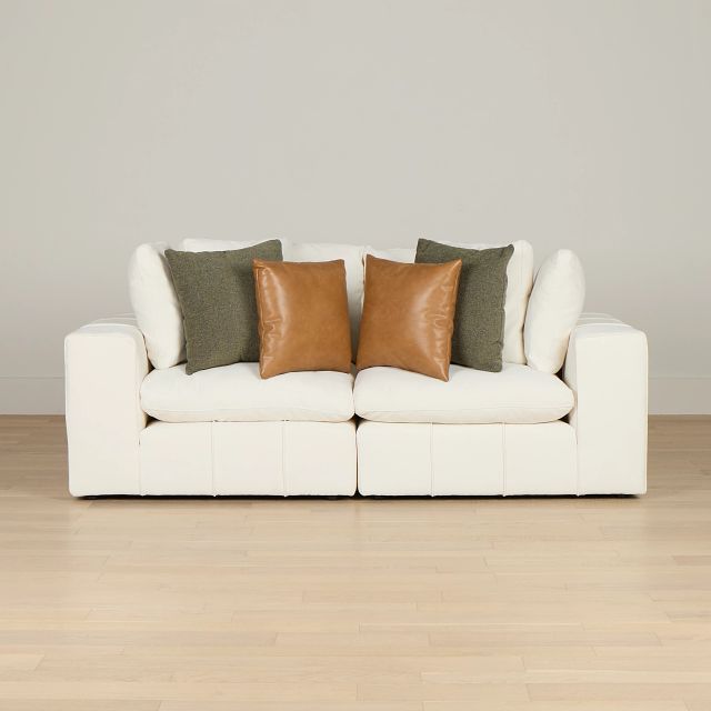 Cruz White Fabric 2 Piece Modular Sofa