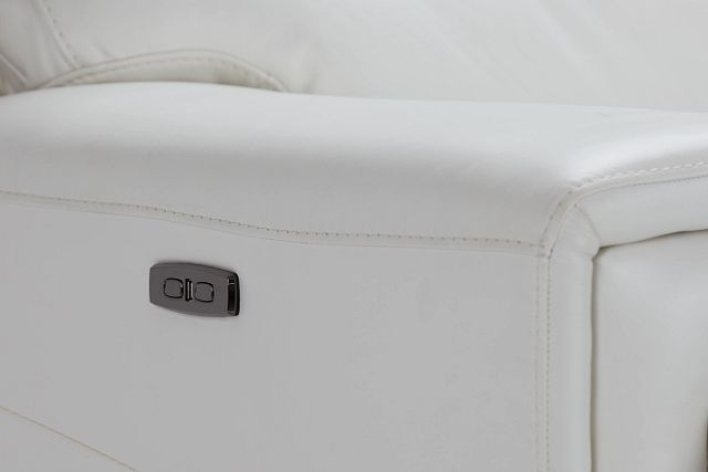 Porto White Lthr/vinyl Power Reclining Console Loveseat