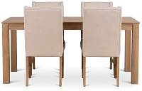 Delray Light Tone Rect Table & 4 Upholstered Chairs