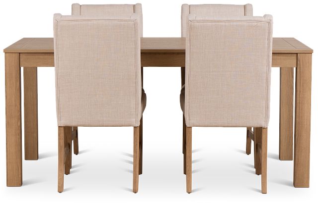 Delray Light Tone Rect Table & 4 Upholstered Chairs