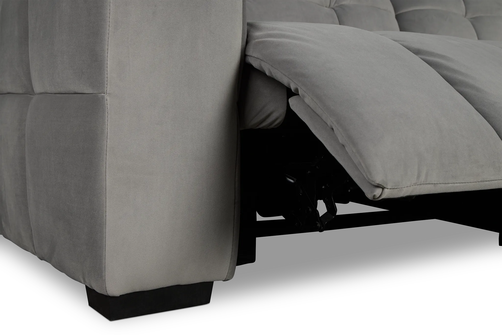 Gemma Light Gray Velvet Large Right Chaise Power Reclining Sectional