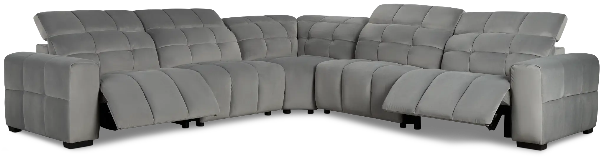 Gemma Light Gray Velvet Small Two-arm Power Reclining Sectional Gemma Light Gray Velvet Small Two-arm Power Reclining Sectional