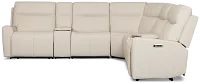 Flexsteel Sterling Ivory Lthr/vinyl Large Triple Power Reclining Two-arm Sectional