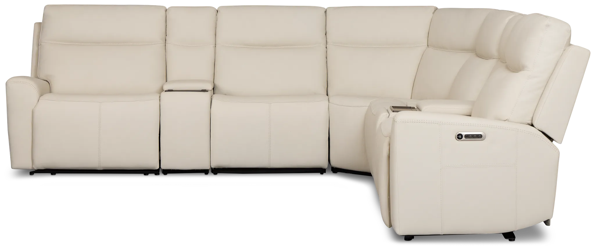 Flexsteel Sterling Ivory Lthr/vinyl Large Triple Power Reclining Two-arm Sectional