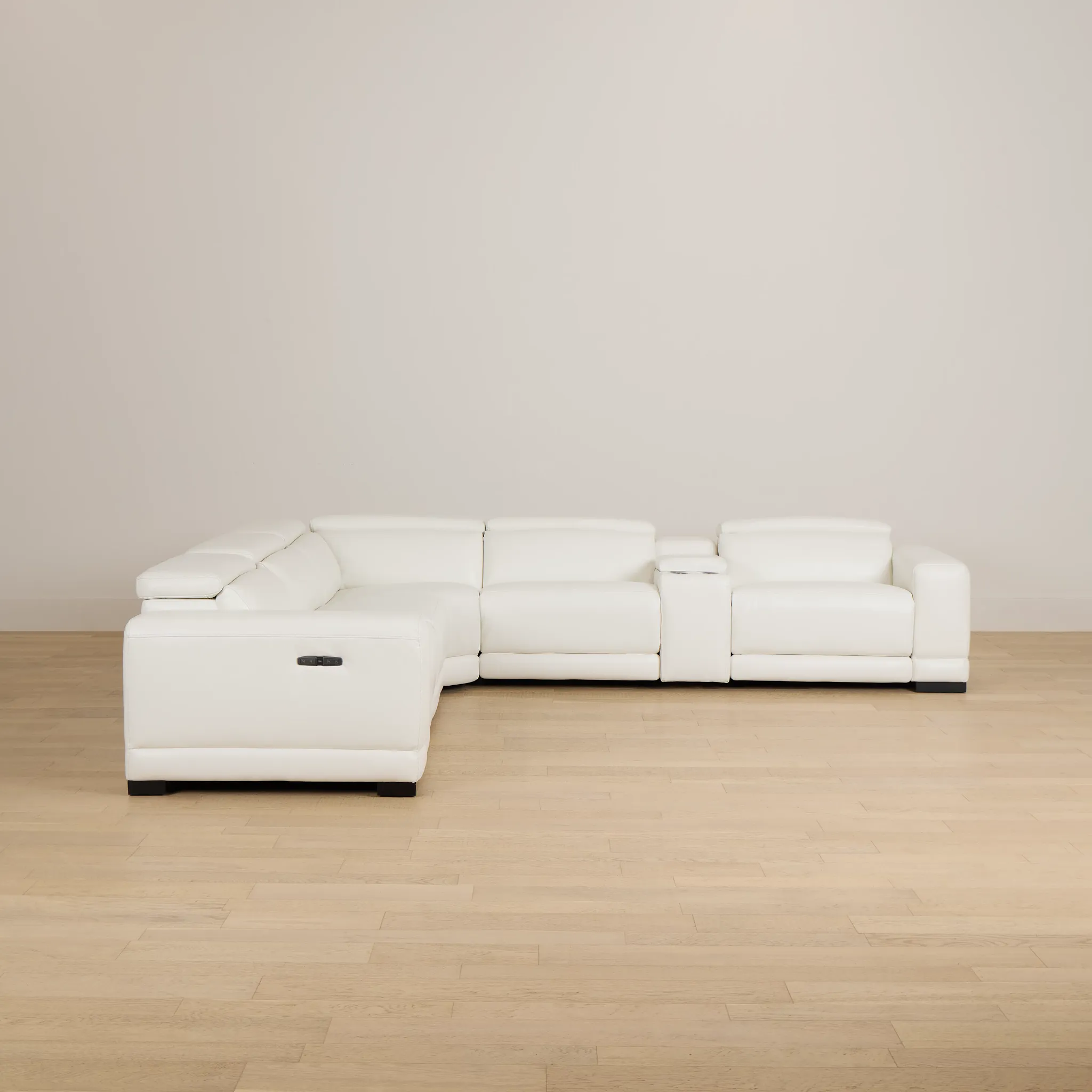 Lombardy White Micro Medium Triple Power 2-arm Sectional