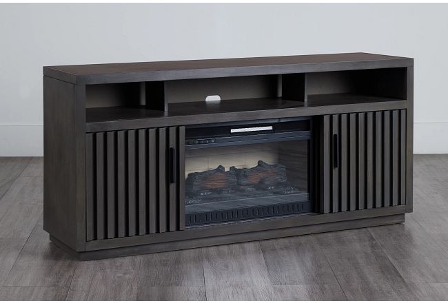 Ithaca Dark Gray 64" Tv Stand With Fireplace Insert
