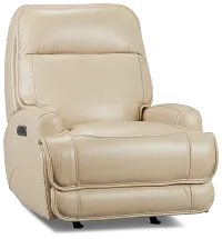 Casey Light Beige Lthr/vinyl Power Rocker Recliner
