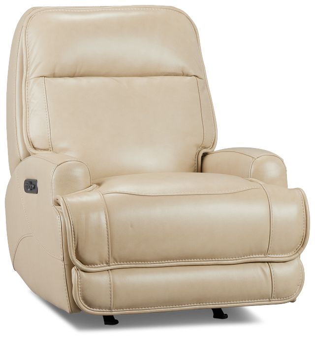 Casey Light Beige Lthr/vinyl Power Rocker Recliner