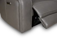 Jasper Gray Leather Large Triple Power Reclining Two-arm Sectional