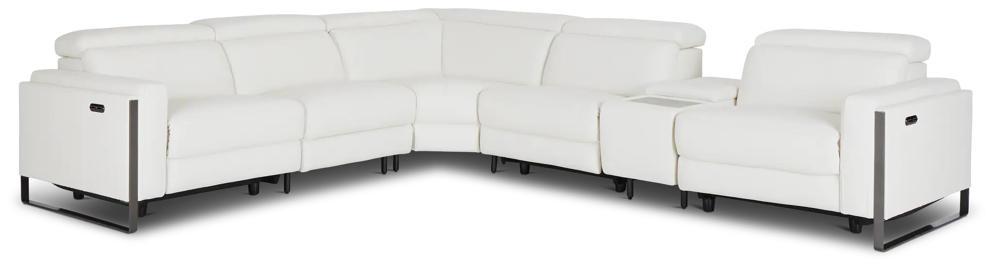 Atlas White Lthr/vinyl Medium Triple Power 2-arm Sectional Atlas White Lthr/vinyl Medium Triple Power 2-arm Sectional