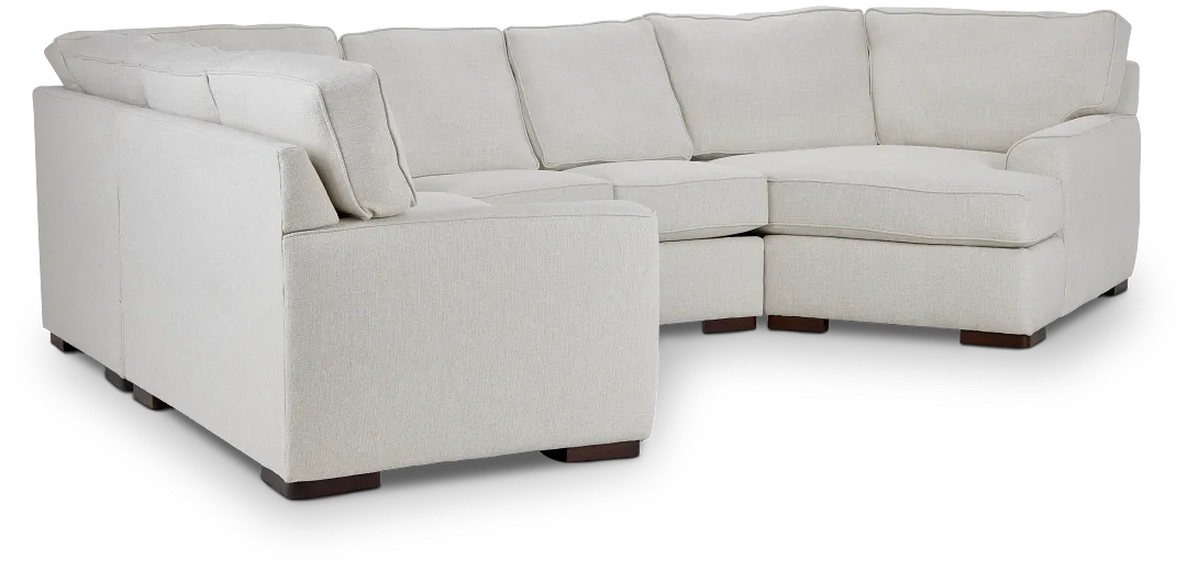 Austin White Fabric Small Right Cuddler Sectional