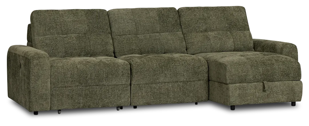 Hendrix Green Fabric Right Dual Power Extension Chaise Sectional