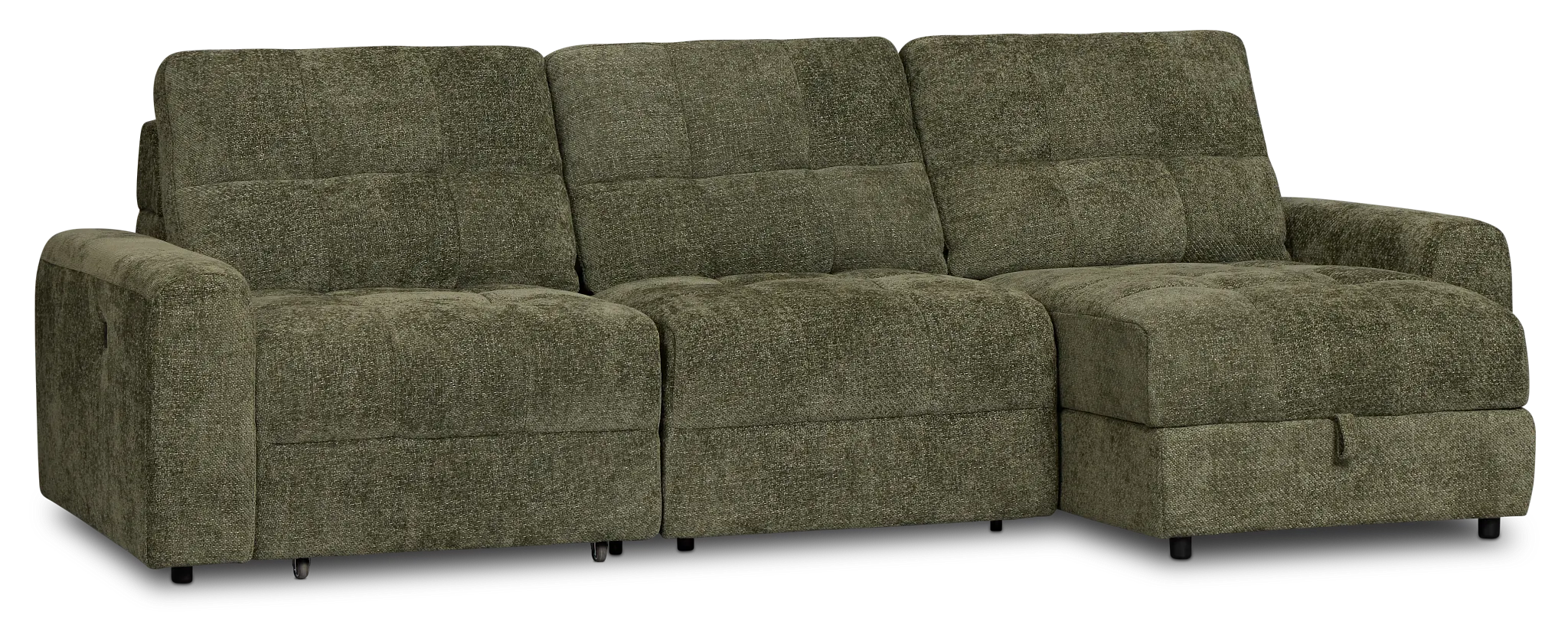 Hendrix Green Fabric Right Dual Power Extension Chaise Sectional