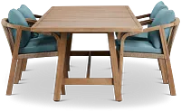 Laguna Light Tone 90" Retangular Table & 4 Teal Cushioned Chairs