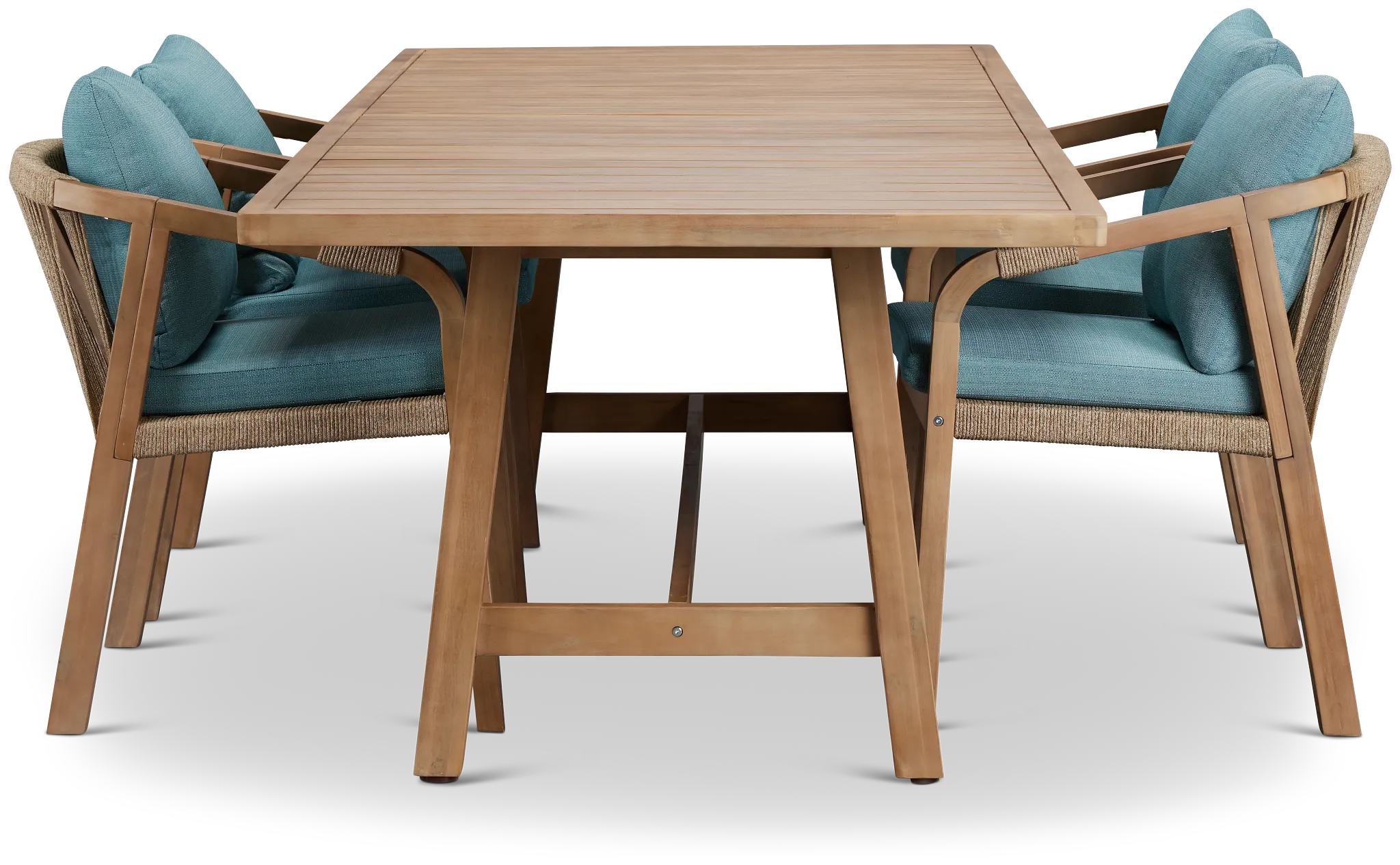 Laguna Light Tone 90" Retangular Table & 4 Teal Cushioned Chairs
