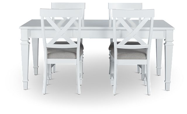 Marina White Table & 4 Wood Chairs