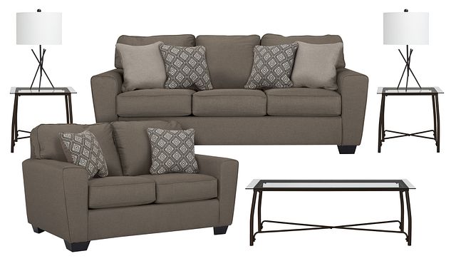 Calicho Dark Taupe Micro 7-piece Living Room Package
