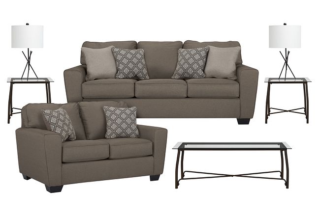 Calicho Dark Taupe Micro 7-piece Living Room Package