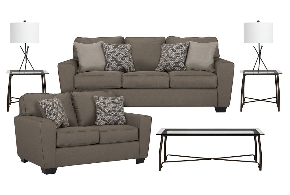 Calicho Dark Taupe Micro 7piece Living Room Package
