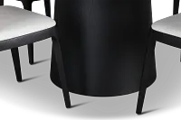 Nomad Black 59" Round Table & 4 Light Beige Chairs W/ Black Legs