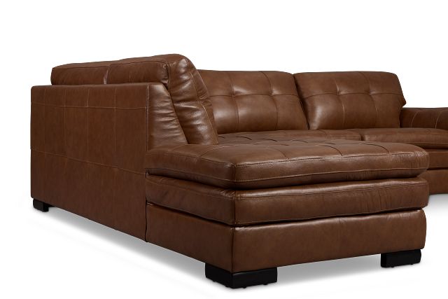 Braden Medium Brown Leather Small Left Bumper Sectional